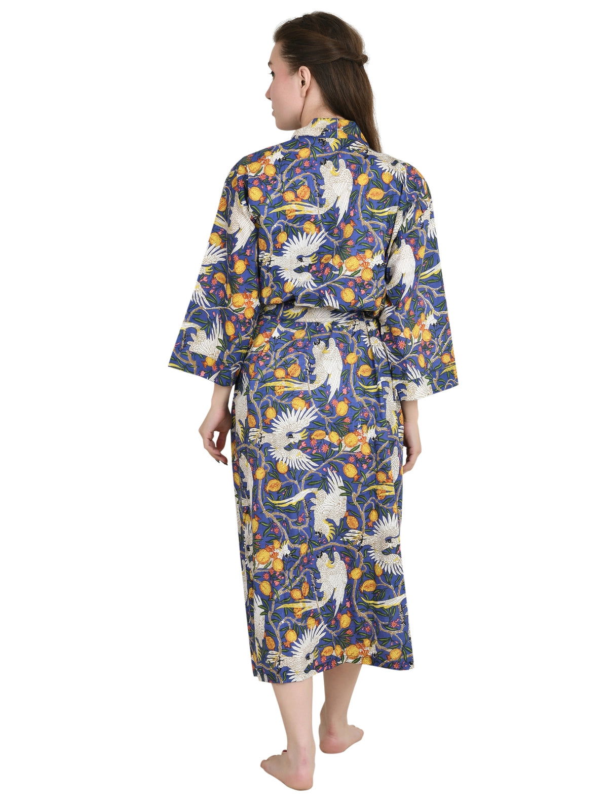 Pure Cotton Handblock Kimono Floral Boho House Bath Robe Spring Summer Fashion Cardigan | Animal Print Beach Cover Up Bridesmaid Dressing Gown Gift Her