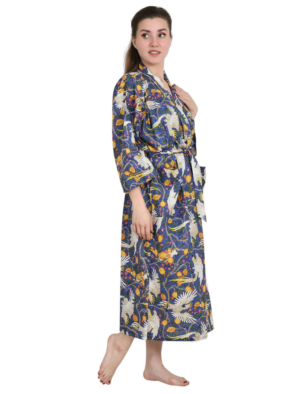Pure Cotton Handblock Kimono Floral Boho House Bath Robe Spring Summer Fashion Cardigan | Animal Print Beach Cover Up Bridesmaid Dressing Gown Gift Her