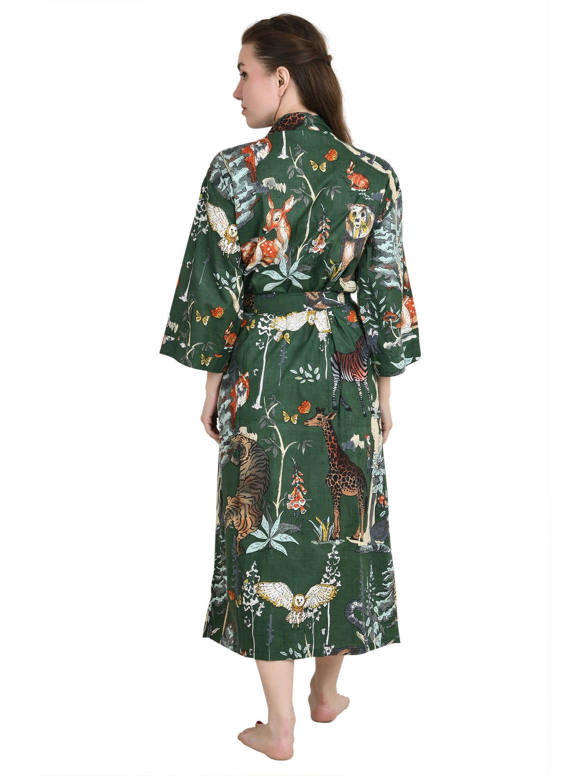 Pure Cotton Handblock Kimono Floral Boho House Bath Robe Spring Summer Fashion Cardigan | Animal Print Beach Cover Up Bridesmaid Dressing Gown Gift Her