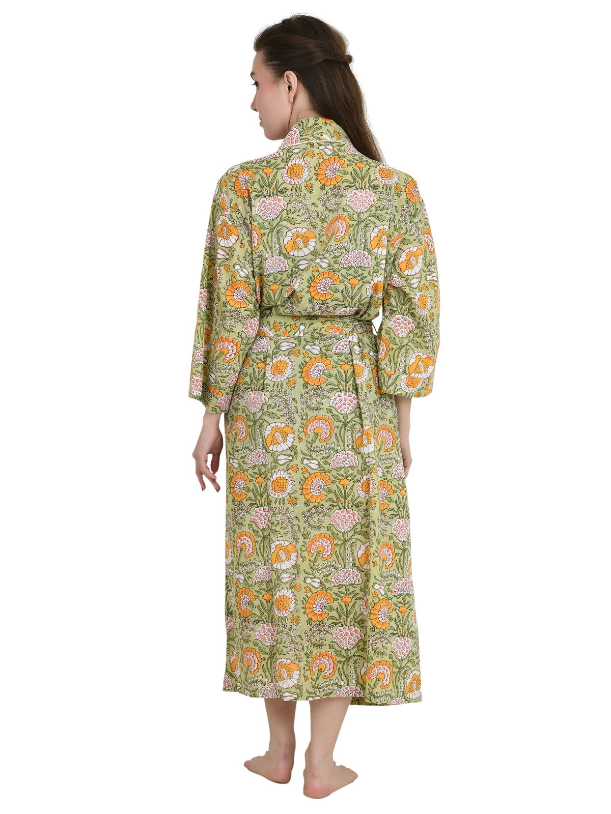 Pure Cotton Handblock Kimono Floral Boho House Bath Robe Spring Summer Fashion Cardigan | Bagru Indigo Print Beach Cover Up Bridesmaid Dressing Gown Gift Her