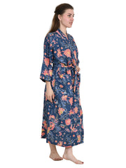 Pure Cotton Handblock Kimono Floral Boho House Bath Robe Spring Summer Fashion Cardigan | Beach Cover Up Bridesmaid Dressing Gown Gift Her