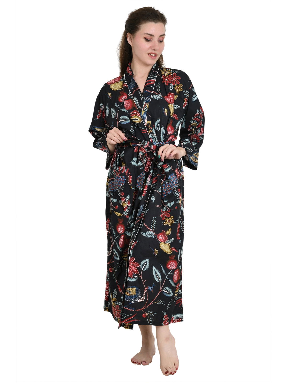 Pure Cotton Handblock Kimono Floral Boho House Bath Robe Spring Summer Fashion Cardigan | Beach Cover Up Bridesmaid Dressing Gown Gift Her