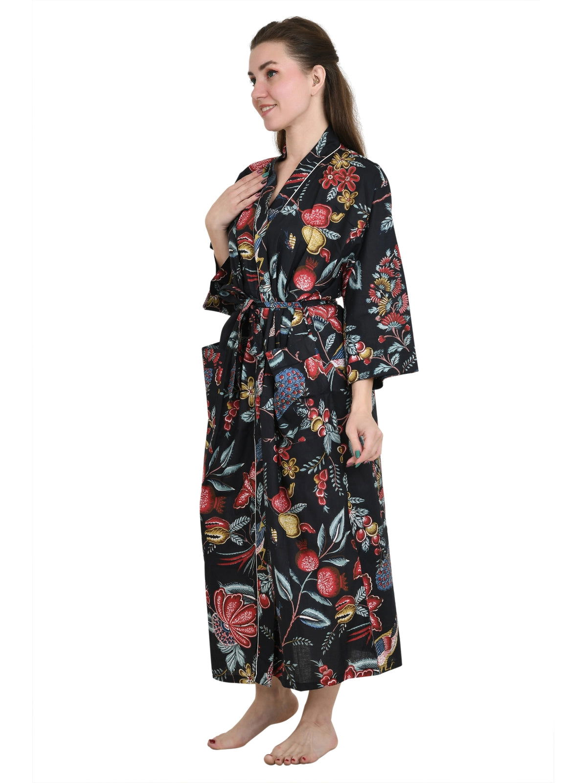 Pure Cotton Handblock Kimono Floral Boho House Bath Robe Spring Summer Fashion Cardigan | Beach Cover Up Bridesmaid Dressing Gown Gift Her