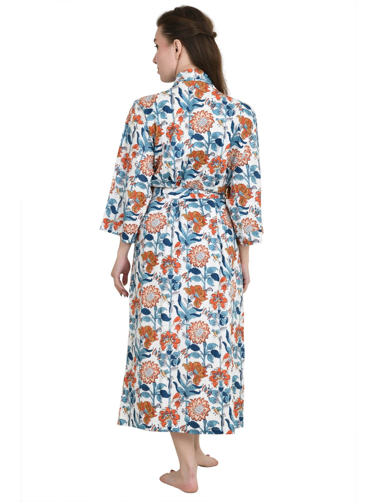 Pure Cotton Handblock Kimono Floral Boho House Bath Robe Spring Summer Fashion Cardigan | Beach Cover Up Bridesmaid Dressing Gown Gift Her