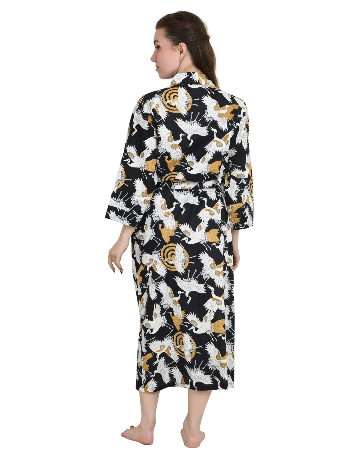 Pure Cotton Handblock Kimono Floral Boho House Bath Robe Spring Summer Fashion Cardigan | Bird Print Beach Cover Up Bridesmaid Dressing Gown Gift Her