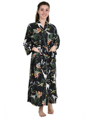 Pure Cotton Handblock Kimono Floral Boho House Bath Robe Spring Summer Fashion Cardigan | Jungle Print Beach Cover Up Bridesmaid Dressing Gown Gift Her