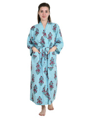 Pure Cotton Handblock Kimono Floral Boho House Bath Robe Spring Summer Fashion Cardigan | Stripes Print Beach Cover Up Bridesmaid Dressing Gown Gift Her