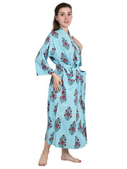 Pure Cotton Handblock Kimono Floral Boho House Bath Robe Spring Summer Fashion Cardigan | Stripes Print Beach Cover Up Bridesmaid Dressing Gown Gift Her