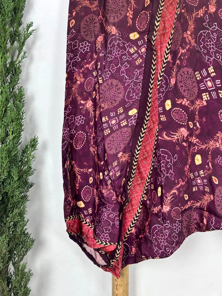 Recycle Silk Hareem Afgani Style Yoga Relaxed Fit Pant | Indian Handmade Super Comfy Genie Drop Unisex Boho Hippie Night Pajama