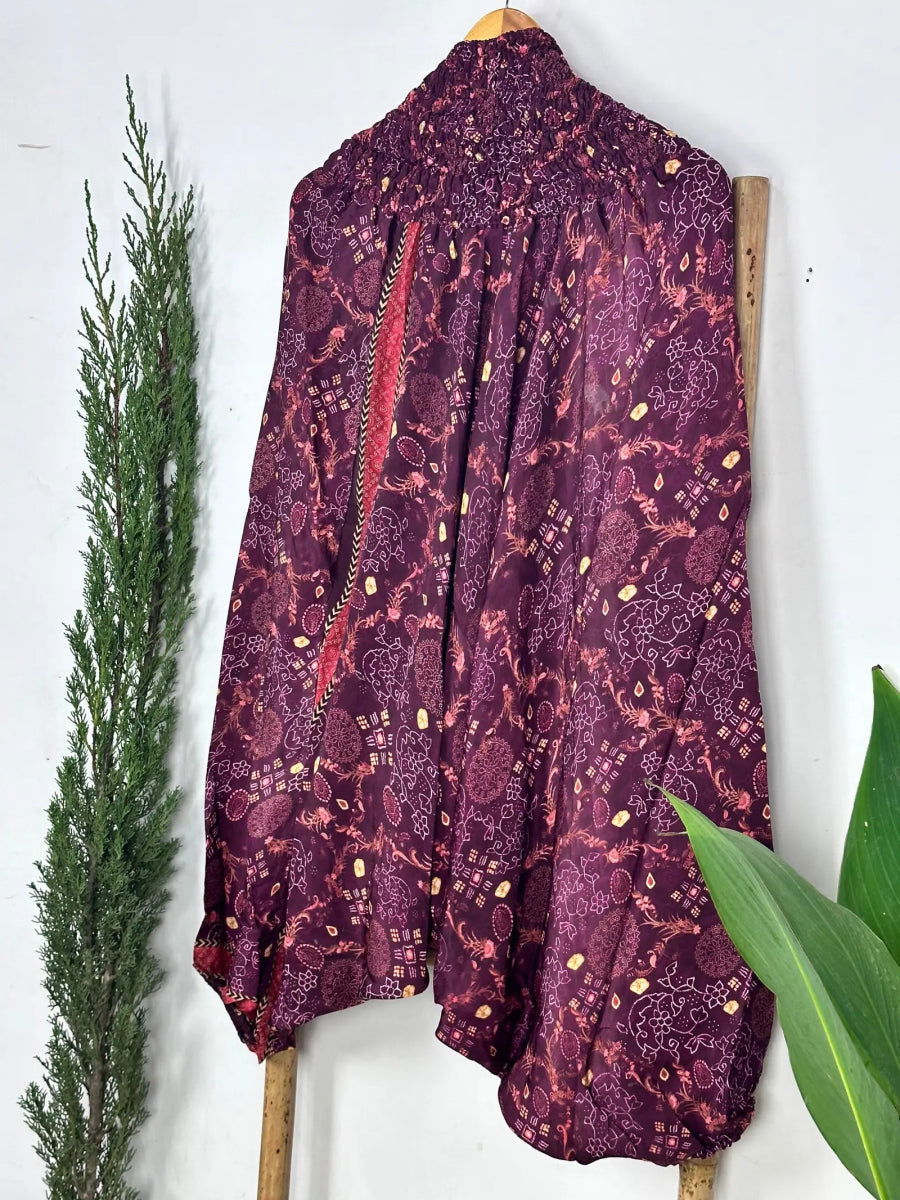 Recycle Silk Hareem Afgani Style Yoga Relaxed Fit Pant | Indian Handmade Super Comfy Genie Drop Unisex Boho Hippie Night Pajama