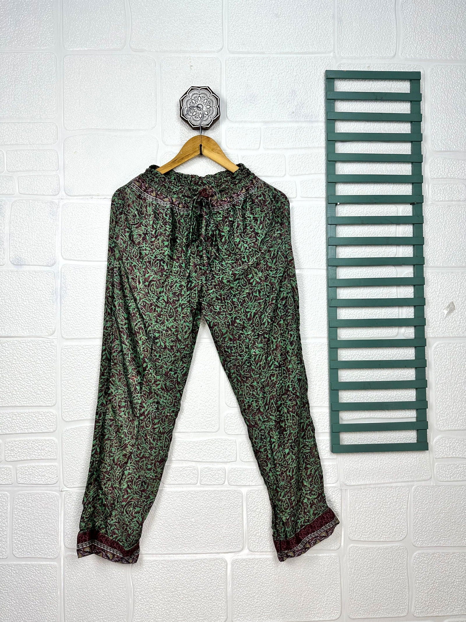 Recycle Silk Long Pajama Set, Lightweight and Breathable PJ Nightwear, Sustainable Women Girly Pajama Sleepwear Set, Silk Top and Bottom Gift for Her | S/M Size